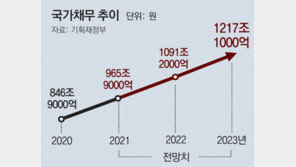 국가채무 1초에 305만원씩 불어… 1인당 내년 2000만원 넘을듯