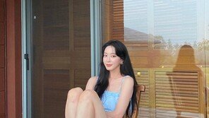 한예슬, 하늘색 원피스 입고 뽐낸 미모…새하얀 피부 