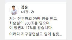 김웅 “아파트값 17% 상승?…전두환 29만원도 믿습니다”