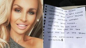 “집에서 옷 좀 입어라, 애들 볼까 두렵다” 쪽지 논란