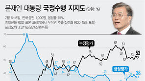 문 대통령 지지율, 지난주와 같은 38%…부정평가 53%