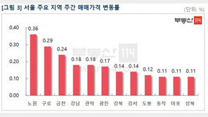 서울 아파트값 상승폭 10주 연속 0.1%대 ‘고공행진’