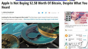 벤징가 “애플 비트코인 25억달러 매입설 사실무근”