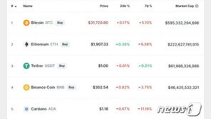 비트코인 이틀 연속 보합, 3만1000달러대 유지
