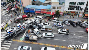 여수서 12중 추돌 15명 중경상…탁송차 브레이크 파열 추정