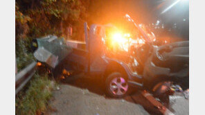 당진 송악IC 부근서 25톤 트럭이 1톤 트럭 충돌…2명 사상