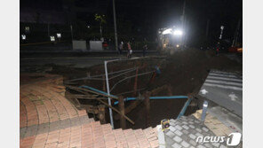 멀쩡히 서 있던 가로등이 사라졌다…대구서 지름 10m 싱크홀 발생