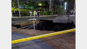 가로등 쓰러져 가보니…대구서 ‘깊이 5m’ 대규모 싱크홀 발생