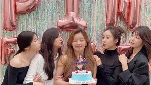 에이핑크, 10주년·윤보미 생일 축하…손나은 빠진 5인 포착