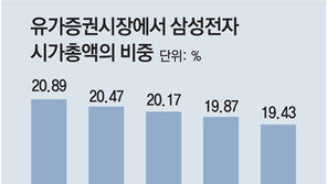 삼성전자, 23개월 만에 시총 비중 20% 아래로