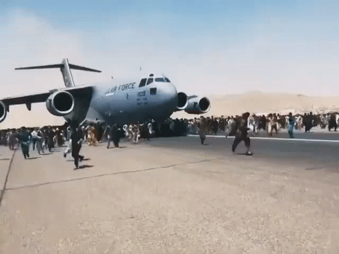 총성-비명 가득한 카불 공항…달리는 비행기에 매달려 탈출 시도