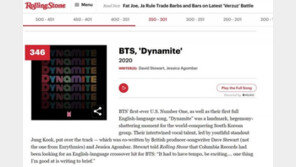 방탄소년단 ‘다이너마이트’, 롤링스톤 선정 ‘역사상 위대한 노래 500곡’