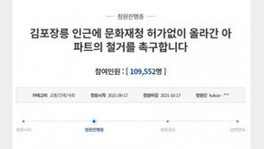 “조선왕릉 가리는 아파트 철거해야” 청원, 10만명 넘게 동의