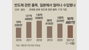 반도체 소부장 17개중 16개, 對日 수입액 다시 늘어