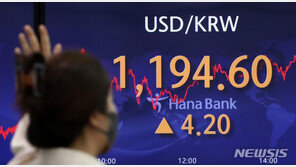 원달러 환율 1200원대 육박…연고점 경신