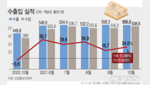 10월 수출 555억 달러, 역대 최고치…작년 누계 수출액도 돌파