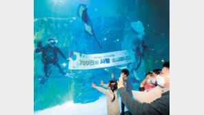“700만 번째 손님 위한 아쿠아리움 특별공연”