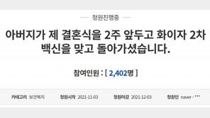 “딸 결혼식 2주 앞둔 아버지 백신 맞고 숨져” 靑 청원