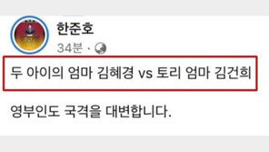 “두 아이 엄마 김혜경 vs 토리 엄마 김건희”…한준호 글 논란