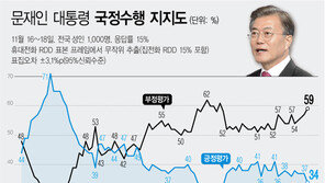 문 대통령 지지율 6개월 만에 최저…3%p 내린 34%[한국갤럽]