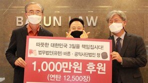 법무법인 바른-사단법인 정, 연탄은행에 1000만원