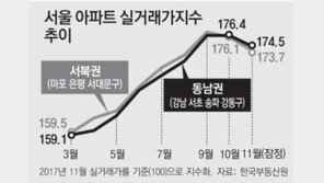 강남-마포 실거래가 지수 7개월만에 하락