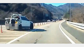 “죽을 뻔 했다” 고속도로 안전봉 뚫고 끼어든 견인차 (영상)