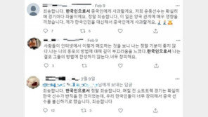 “한국인민을 대신해 중국에 사과”…번역기 돌린 듯한 글 잇따라