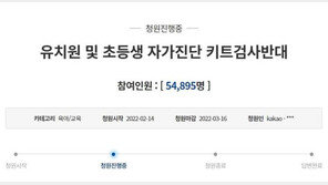 “유·초등생 자가진단키트 검사 반대” 靑 청원, 5만명 이상 동의