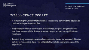 英 “우크라서 러 진격 여전히 더뎌…병력 재정비 중”