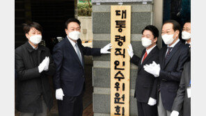 인수위 현판식 참석한 尹 “국정과제 모든 기준은 국익·국민”