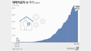 재택치료 188만8775명, 전일比 1만5천명↑…중환자 병상 가동률 65.6%