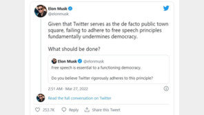 머스크 트위터 지분 9.2% 매입,  개장전거래서 25% 폭등