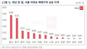 대선 후 한 달, ‘집무실 호재’ 용산 아파트값 0.38% 급등