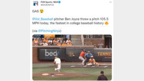 미국 대학 투수가 약 170㎞ 공 던져 화제…103마일 이상 투구만 28개