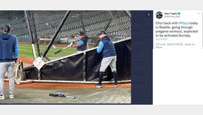 팔꿈치 통증 턴 최지만, 선수단 합류…경기 전 정상훈련