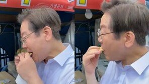 이재명, 인천서 ‘호떡 먹방’…취임식 끝낸 尹대통령에 ‘축하’