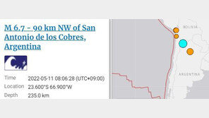 아르헨티나 북서부 후후이 규모 6.5 지진 발생-USGS