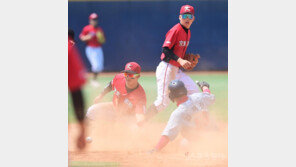최진원 ‘흙먼지 속 볼을 찾아’ [포토]