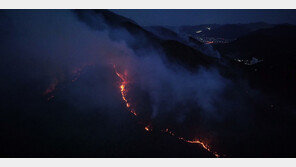 22시간째 타는 밀양 산불, 진화율 43%…헬기 57대 투입 진화 재개