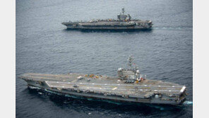 [단독]北 핵실험 임박 속 美 항모 2척 운항 장면 공개