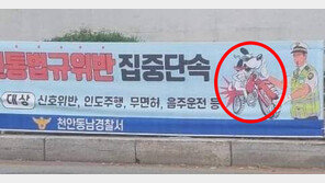 경찰이 내걸었다 철거한 현수막…무슨 그림이길래?