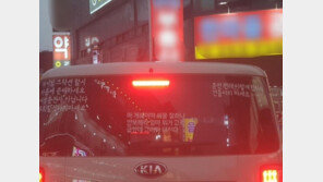 “女 운전자 아님, 건드리지 마”…차량 뒷유리에 3종 경고문
