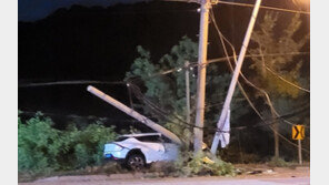 전주서 추돌당한 승용차 전신주 들이받아…한밤중 116가구 전기 끊겨