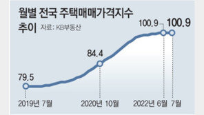 전국 집값, KB시세로도 3년만에 상승세 멈춰