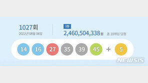 1027회 로또 1등 ‘14, 16, 27, 35, 39, 45’…보너스 ‘5’