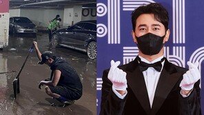 허리 한번 안펴고 하루 종일 수해 복구…“배우 조한선, 진국이더라”
