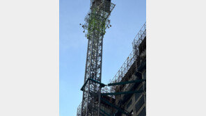 힌남노 덮치는데 50m 고공 ‘크레인 시위’…건설 하청업체 대표 안전 우려