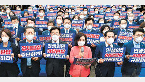 野 “이재명 檢출석 안돼… 尹대통령 檢고발”, 與 “李 방탄용 고발 전쟁… 민주주의 유린” 