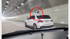 “어른들 뭐하나” 터널서 SUV 선루프로 ‘불쑥’ 몸 내민 아이들